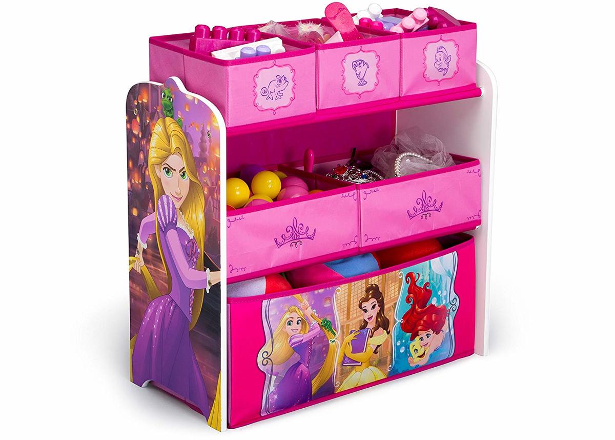 Hello Home Disney Princess Kinder Schlafzimmer Spielzeug Aufbewahrungseinheit mit 6 Dosen Holz 