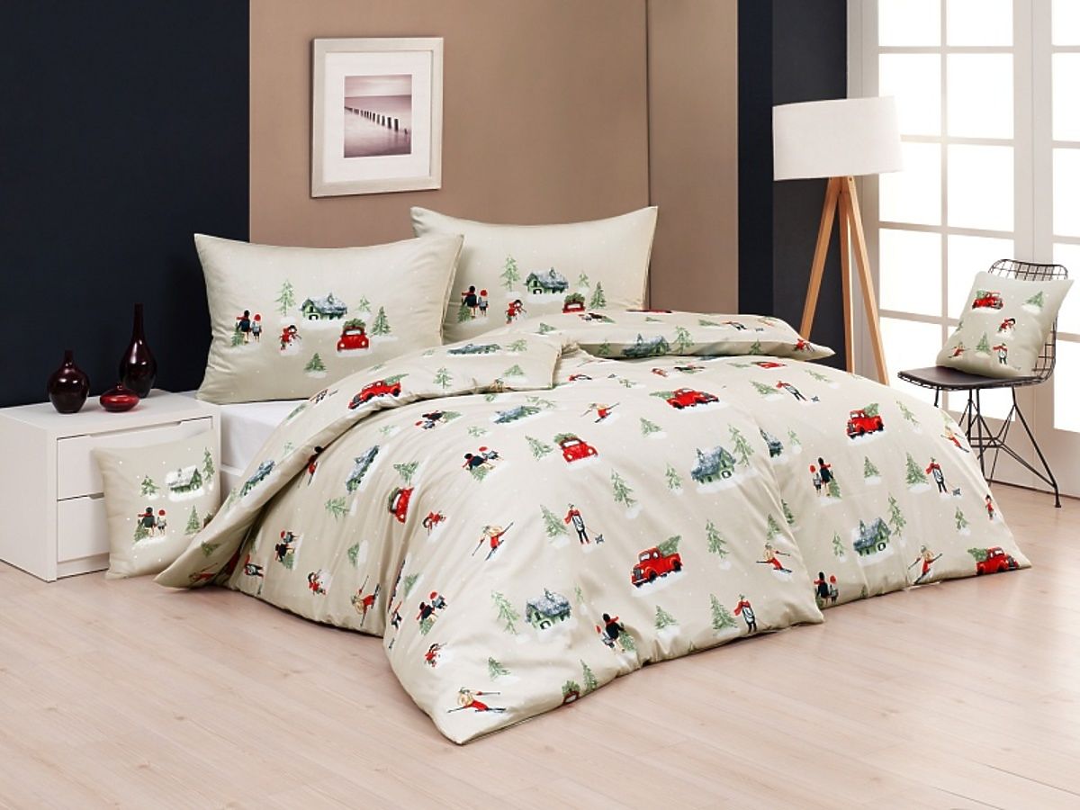 Weihnachts Schneemann Bettwäsche Set 140x200 - 2-teilig Mikrofaser Mit Kissenbezug