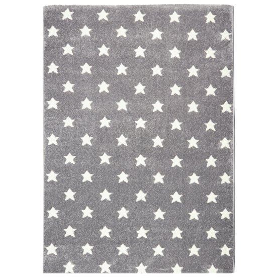 Kinderteppich STARS silber-grau/weiß