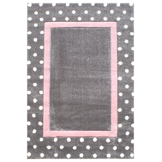 Kinder Teppich Punkte silber-grau/rosa