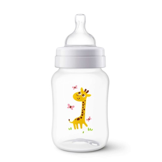 Säugling Flasche Avent Classic 260 ml white mit giraffe