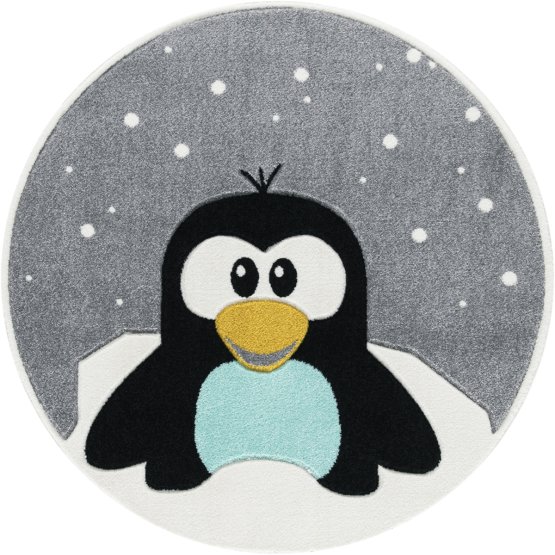 Kinderteppich Pinguin rund