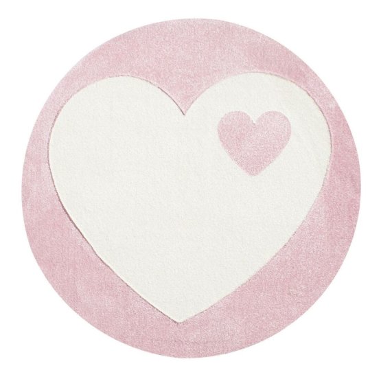 Kinderteppich Herz weiß/rosa