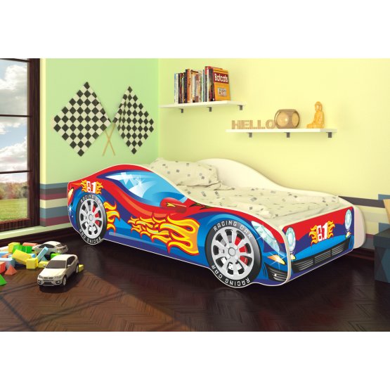 Kinderbett Ourbaby Auto rot/blau + Matratze gratis