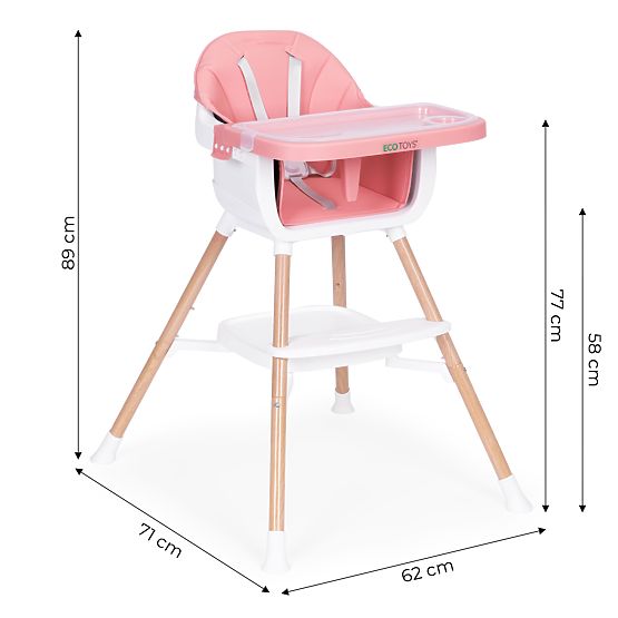 2-in-1 Kinderhochstuhl rosa ECOTOYS