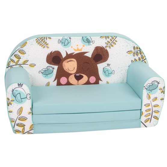 Kindersofa Schlafender Bär - Türkis