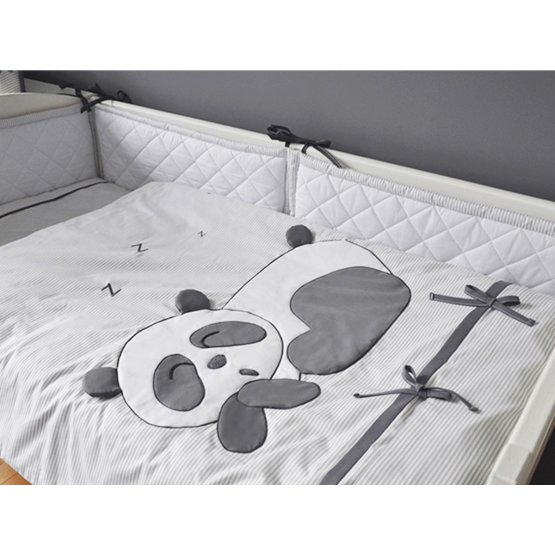 Kinder 2-teilige Bettbezug Panda - grey