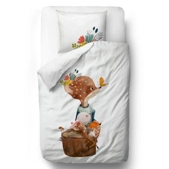 Herr. Little Fox Bedding Forest School - Kitz und Kaninchen - 100 x 130 cm + 60 x 40 cm