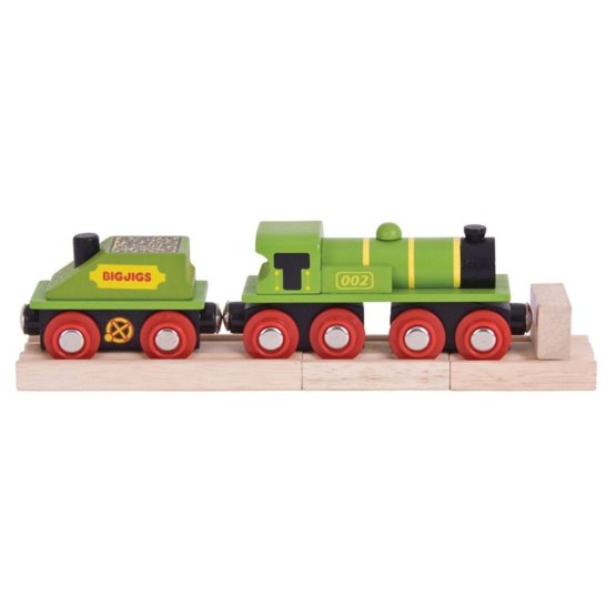 Bigjigs Rail Green Lokomotive mit Tender + 3 Gleise