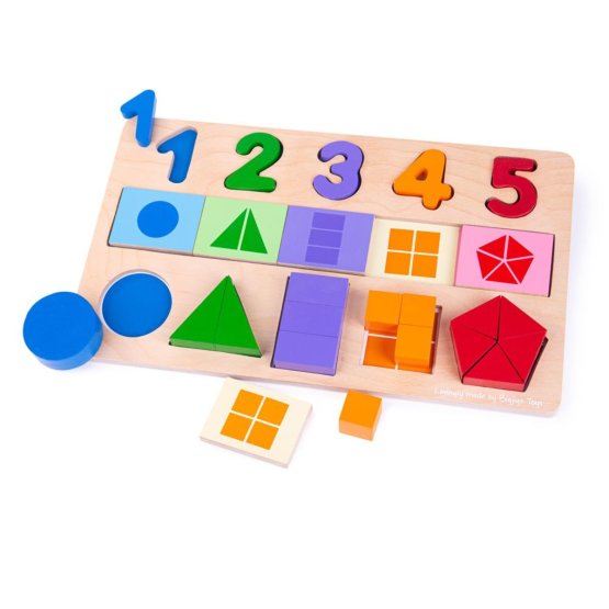 Bigjigs Toys Didaktisches Brett Zahlen, Farben, Formen