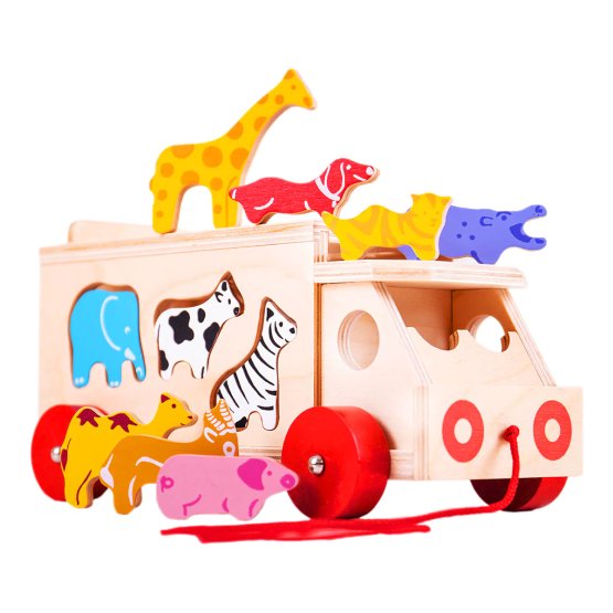 Bigjigs Toys Holzauto mit Tieren