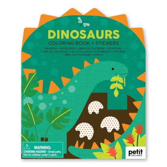 Petit Collage Malbuch mit Dinosaurier-Aufklebern