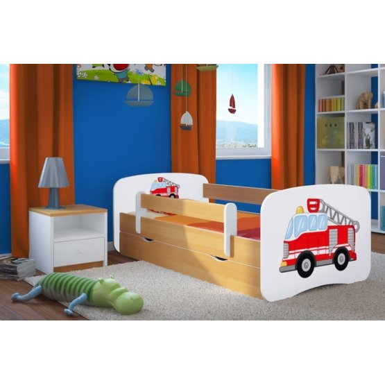 Kinderbett mit Geländer Ourbaby - Feuerwehrauto - Buche