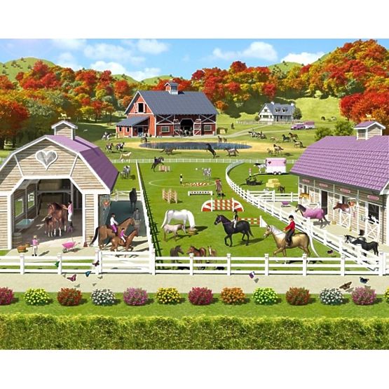 3D Tapete Pferdchen und Ponys