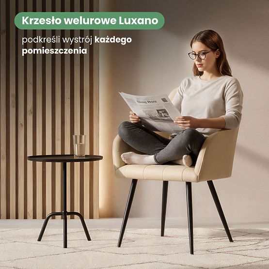 4x Gepolsterter Stuhl mit quadratischer Steppung Beige LUXANO Schwarze Beine