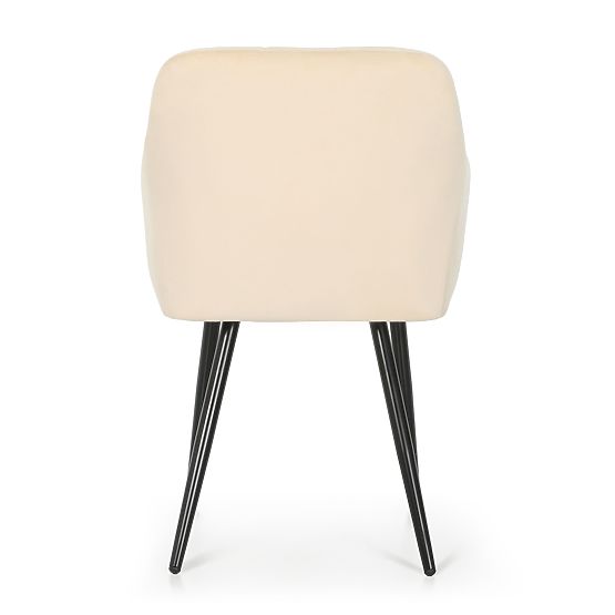 4x Gepolsterter Stuhl mit quadratischer Steppung Beige LUXANO Schwarze Beine