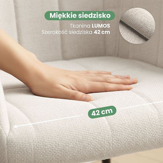 4x Gepolsterter Stuhl mit quadratischer Steppung Creme LUXANO Schwarze Beine Stoff Lumos