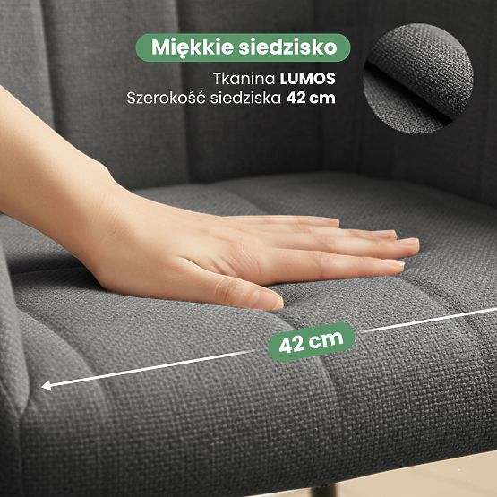 4x Gepolsterter Stuhl mit quadratischer Steppung Dunkelgraphit LUXANO Schwarze Beine Stoff Lumos