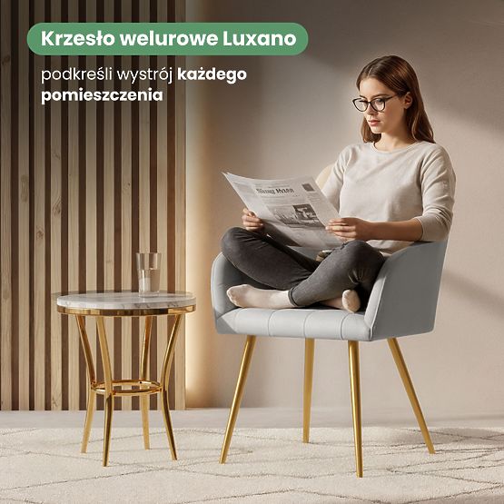 4x Gepolsterter Stuhl mit quadratischer Steppung Grau LUXANO Goldene Beine