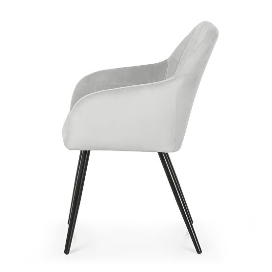 4x Gepolsterter Stuhl mit quadratischer Steppung Grau LUXANO Schwarze Beine