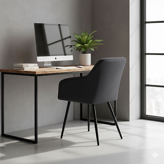 4x Gepolsterter Stuhl mit quadratischer Steppung Schwarz LUXANO Schwarze Beine