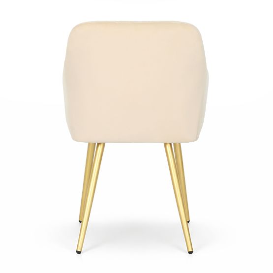 4x Polsterstuhl mit quadratischer Steppung Beige LUXANO Goldene Beine