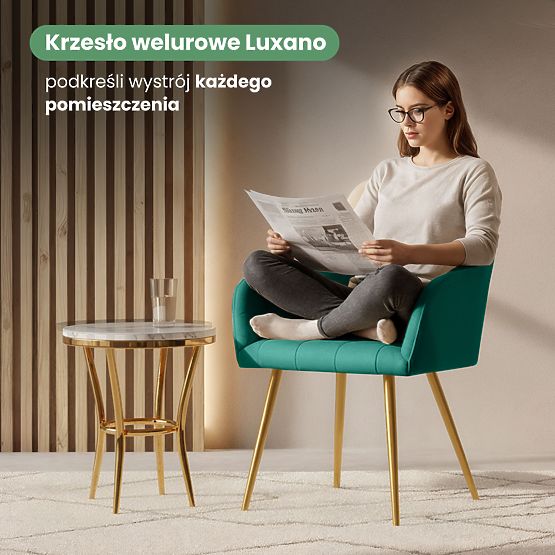 4x Polsterstuhl mit quadratischer Steppung Flaschengrün LUXANO Goldene Beine