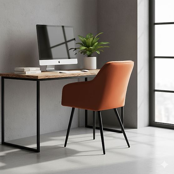 4x Polsterstuhl mit quadratischer Steppung Kupfer LUXANO Schwarze Beine