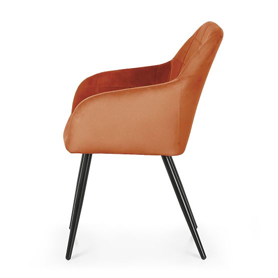 4x Polsterstuhl mit quadratischer Steppung Kupfer LUXANO Schwarze Beine