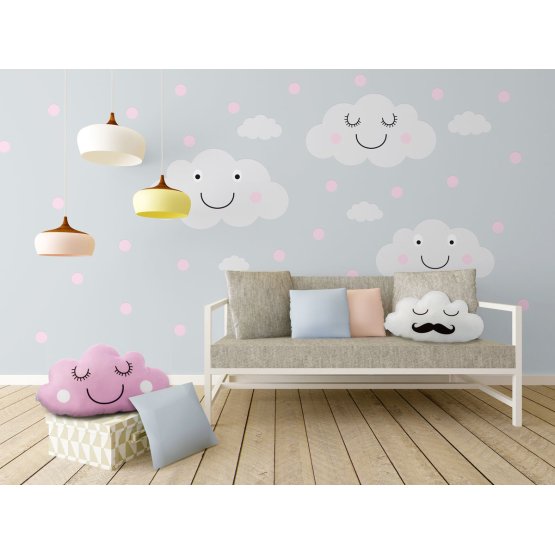 Dekoration  Wand - fröhlich wolken + Pink punkte