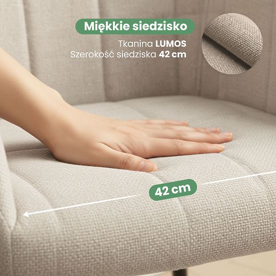 6x Gepolsterter Stuhl mit quadratischer Steppung Beige LUXANO Schwarze Beine Stoff Lumos