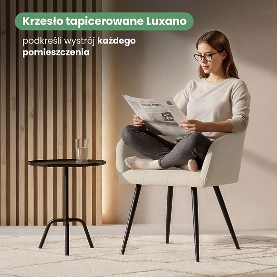 6x Gepolsterter Stuhl mit quadratischer Steppung Beige LUXANO Schwarze Beine Stoff Lumos