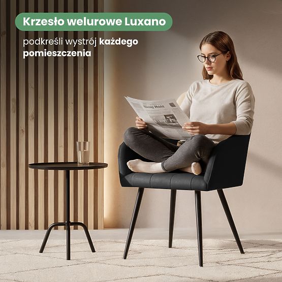 6x Gepolsterter Stuhl mit quadratischer Steppung Schwarz LUXANO Schwarze Beine