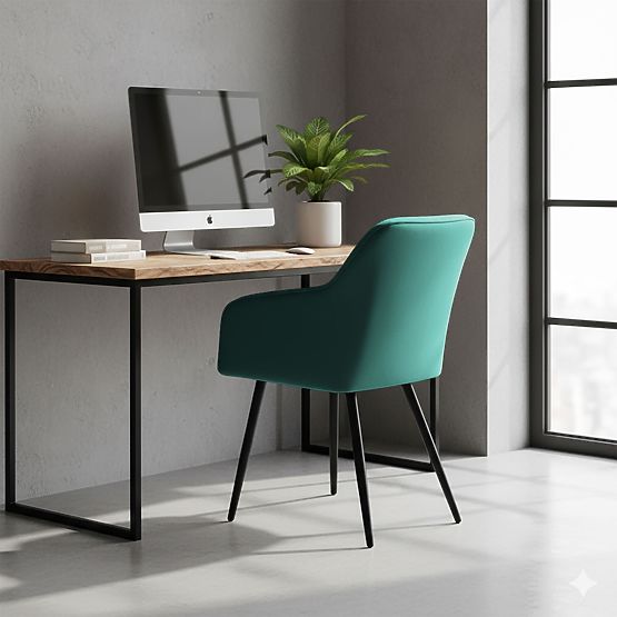 6x Polsterstuhl mit quadratischer Steppung Flaschengrün LUXANO Schwarze Beine