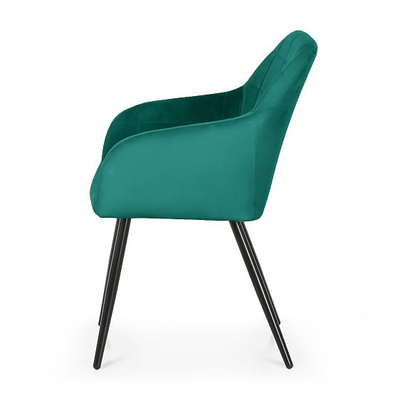 6x Polsterstuhl mit quadratischer Steppung Flaschengrün LUXANO Schwarze Beine