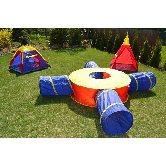 7-in-1 Kinderspielzelt Set Häuser + 4 Tunnel