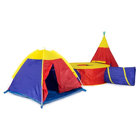 7-in-1 Kinderspielzelt Set Häuser + 4 Tunnel