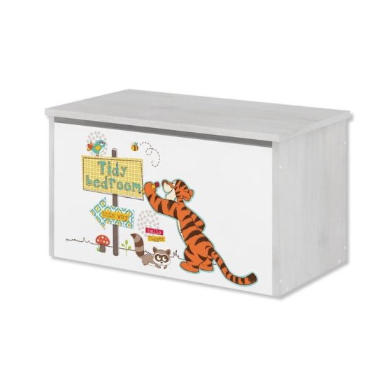Holzkiste für Disney-Spielzeug - Winnie the Pooh und ein Tiger - norwegisches Kieferndekor