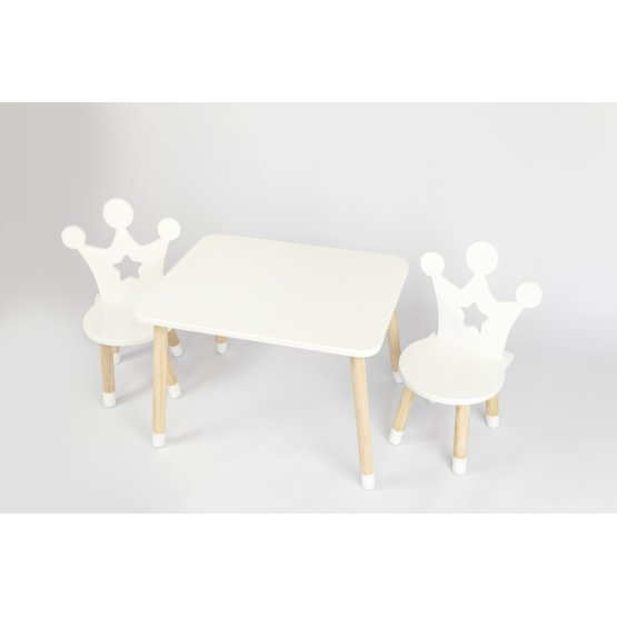Kindertisch mit Stühlen - Crown - weiß