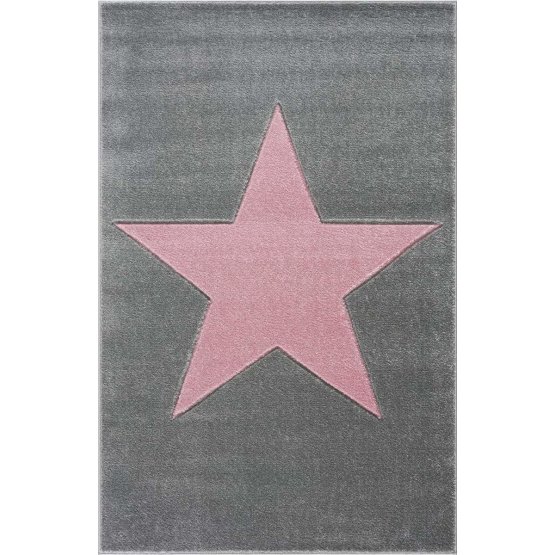 Kinderteppich STAR silbergrau/pink