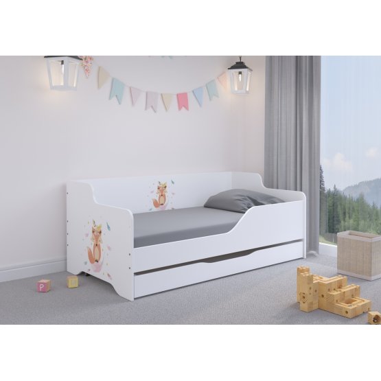 Kinderbett mit Rückwand LILU 160 x 80 cm - Fuchs