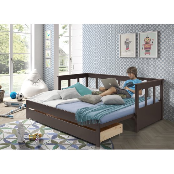 Kinder umwandelbar Bett mit zurück Pino - grey
