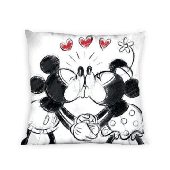 Kissenbezug 40x40 cm - Mickey und Minnie Mouse - schwarz und weiß