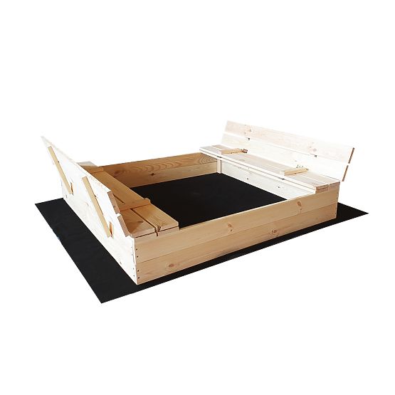 Verschließbarer Sandkasten für Kinder mit Bänken - 120x120 cm