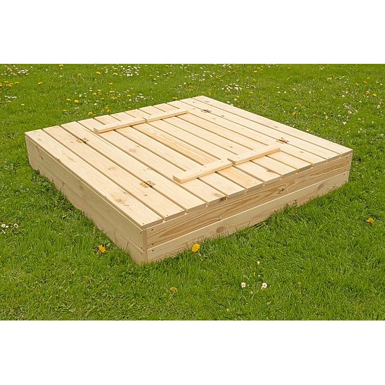 Verschließbarer Sandkasten für Kinder mit Bänken - 120x120 cm