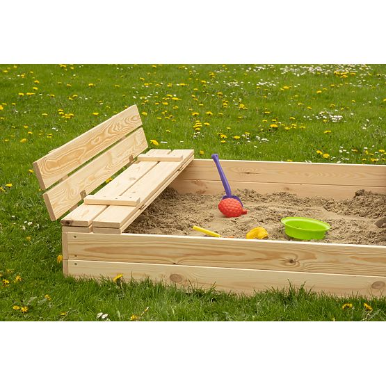 Verschließbarer Sandkasten für Kinder mit Bänken - 120x120 cm