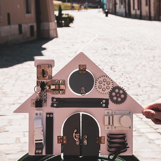 Aktivitätstafel - Haus - rosa-grau