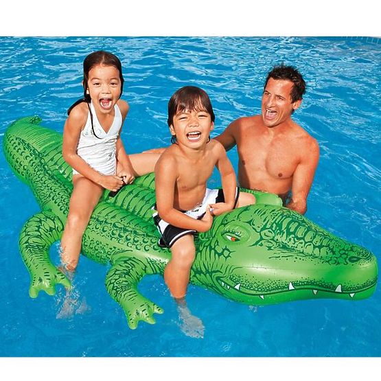 Aufblasbare Krokodil-Schwimmmatratze mit Griffen 203x114 cm INTEX 58562