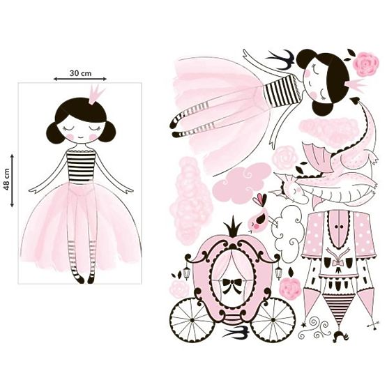 Aufkleber Wandaufkleber - Prinzessin und Drache