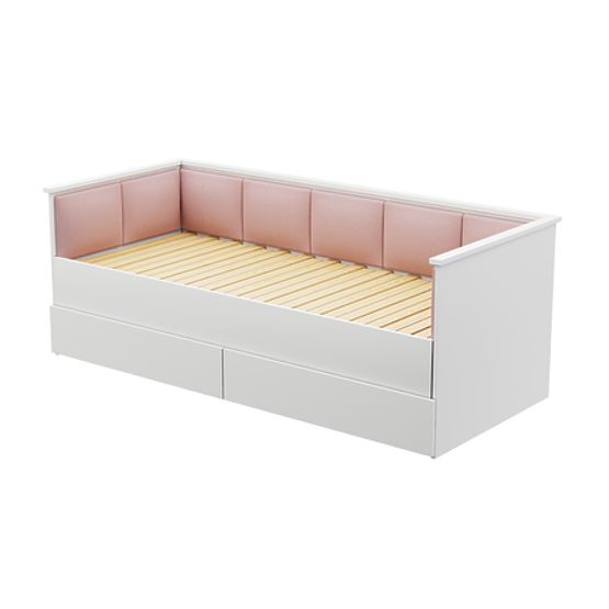 Ausziehbares Bett HELIOS mit gepolsterten Paneelen rosa 200x80/200x160